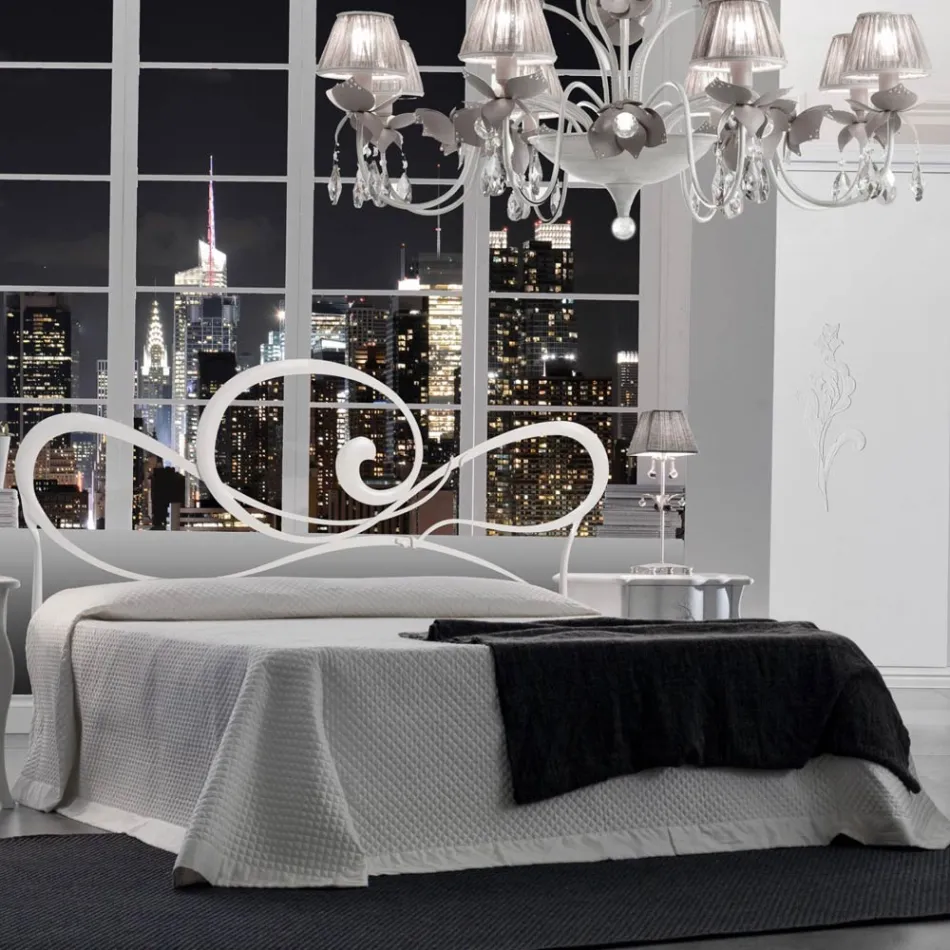 Cama doble con estructura de hierro Made in Italy - Shadow Viadurini