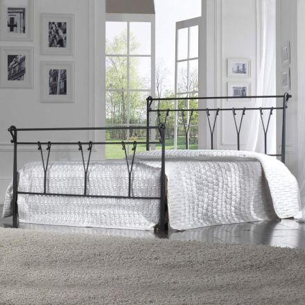 Cama doble con pie de cama en diferentes acabados Made in Italy - Acabado Viadurini