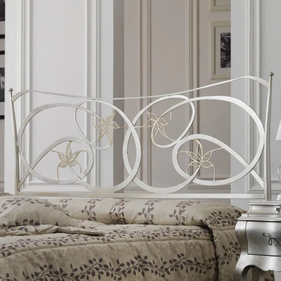 Cama doble con pie de cama en diferentes acabados Made in Italy - Natural Viadurini