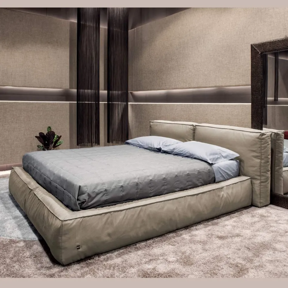 Cama doble con somier opcional y mueble de almacenamiento Made in Italy - Ribelle Viadurini