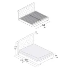 Cama doble con estructura de madera revestida de poliuretano - Volcada Viadurini