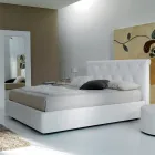 Cama doble con estructura de madera revestida de poliuretano - Volcada Viadurini