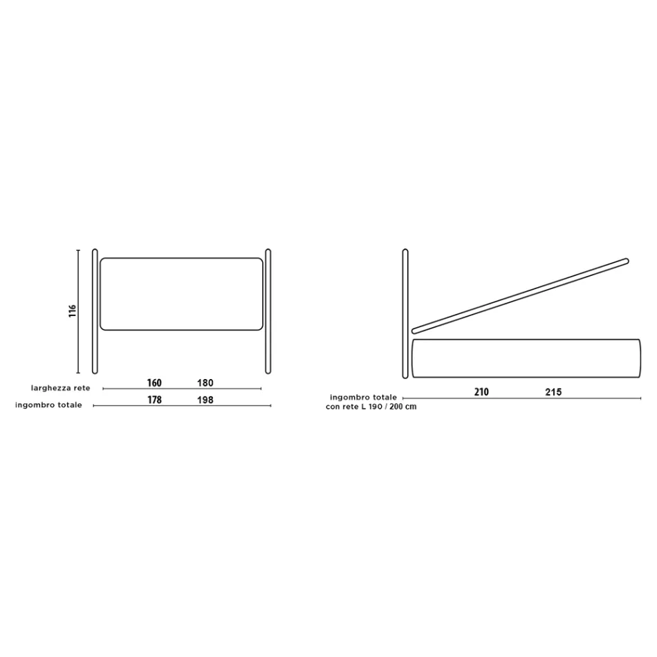 Cama doble con cabecera y pies acolchados Made in Italy - Aaron Viadurini