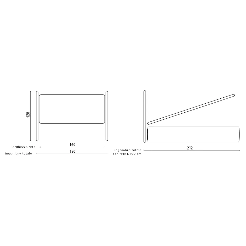 Cama doble con cabecero de hierro y estructura acolchada Made in Italy - Kenzo Viadurini