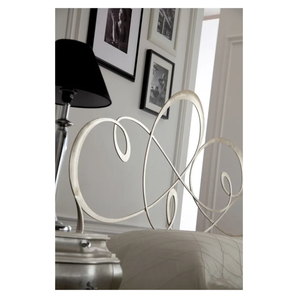 Cama doble con cabecero de hierro macizo Made in Italy - Nebbia Viadurini