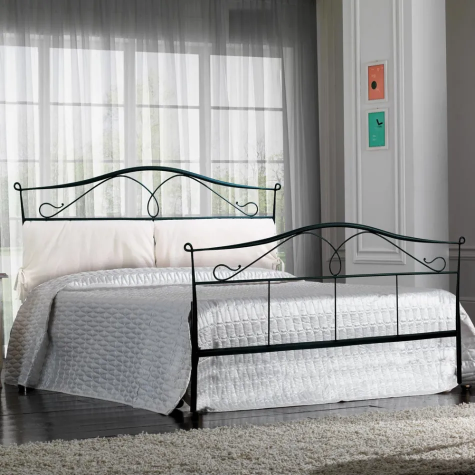 Cama doble con cabecero de tubo de hierro Made in Italy - Copia Viadurini