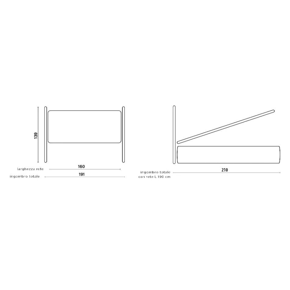 Cama doble con cabecera tapizada en tejido Made in Italy - Fulmine Viadurini