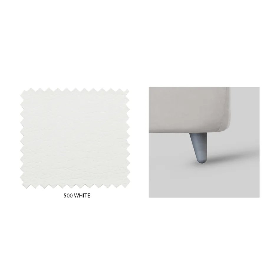 Cama doble con cabecero de cuero ecológico Made in Italy - Fiuto Viadurini