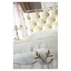 Cama Doble Estilo Clásico en Hierro y Cuero Made in Italy - King Viadurini