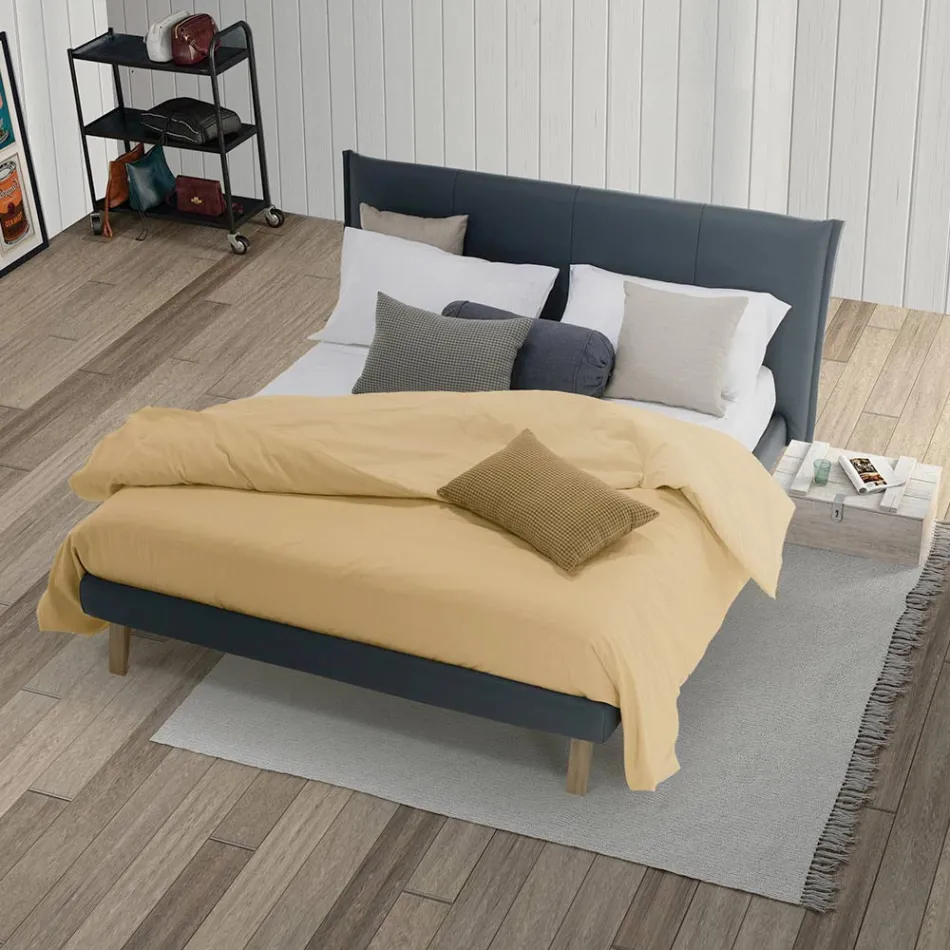 Cama doble de diseño de lujo en ecopiel o tejido Made in Italy – Generus Viadurini