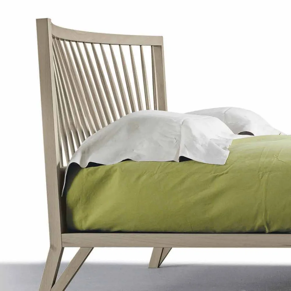 Cama doble de diseño 160x200cm con base sólida de nogal Alain Viadurini