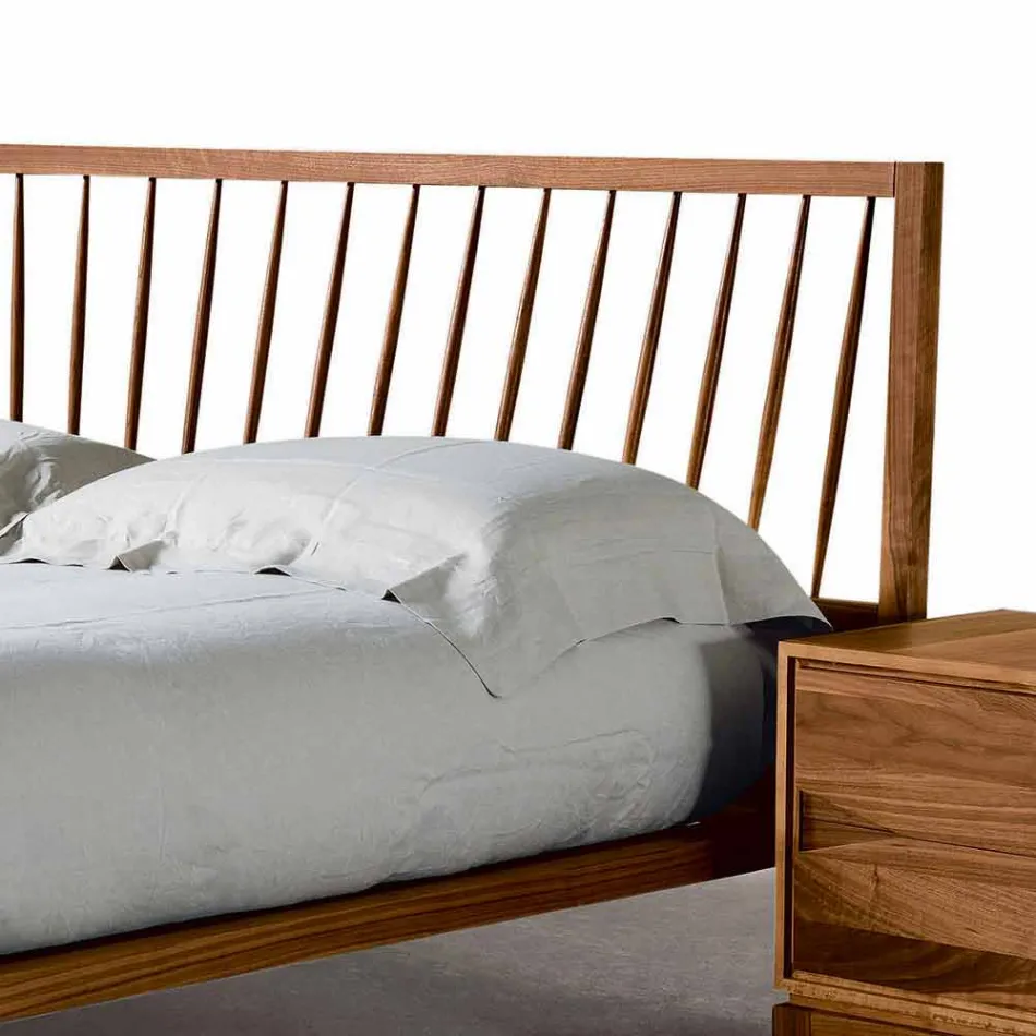 Cama doble de diseño 160x200cm con base sólida de nogal Alain Viadurini