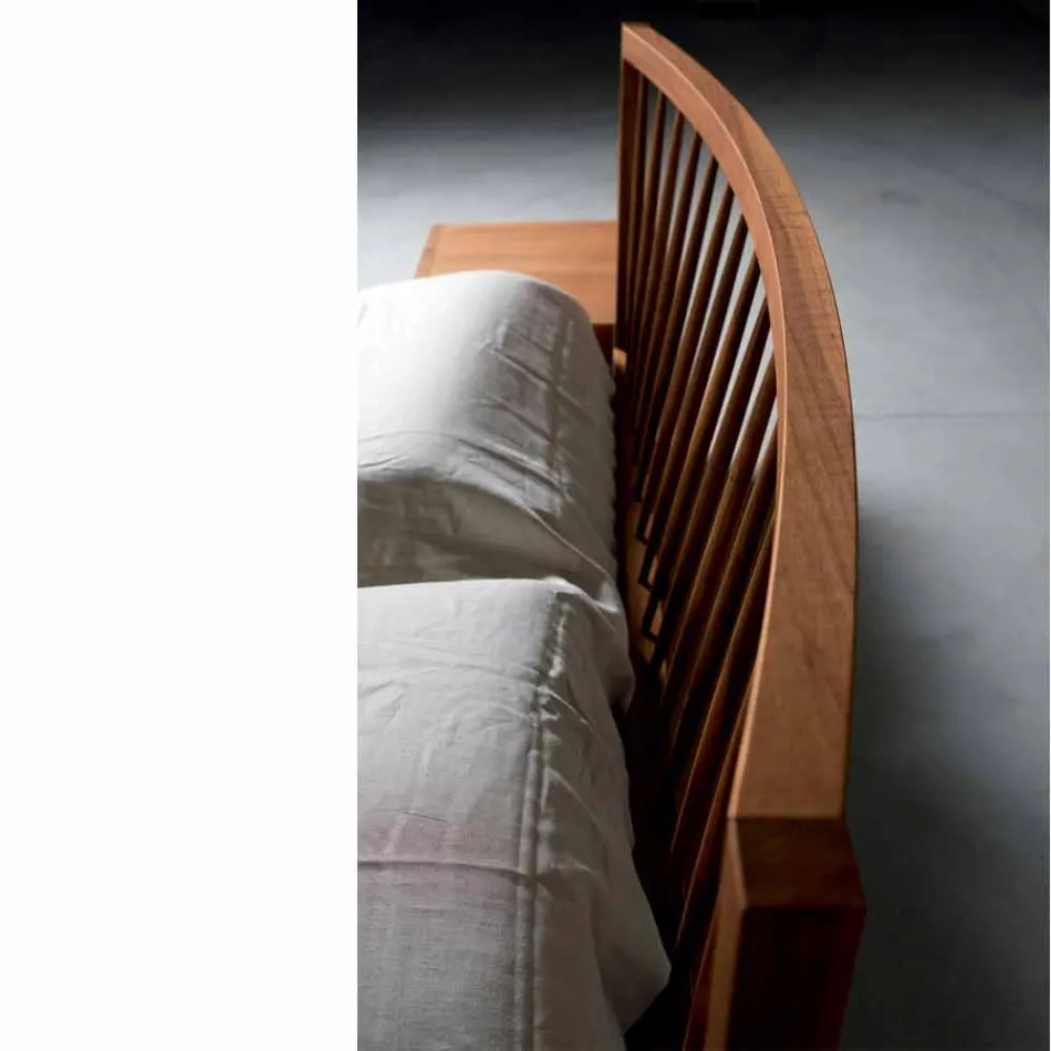 Cama doble de diseño 160x200cm con base sólida de nogal Alain Viadurini