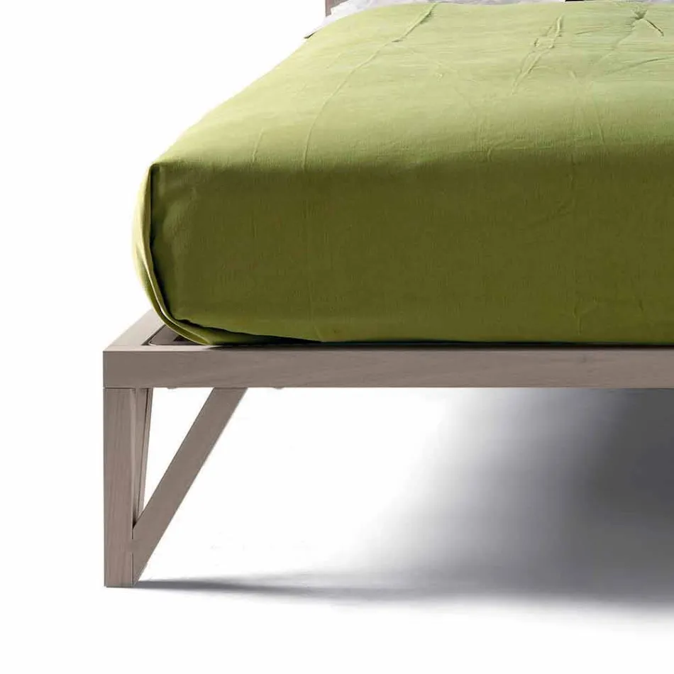 Cama doble de diseño 160x200cm con base sólida de nogal Alain Viadurini