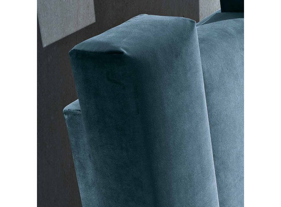 Cama doble de diseño moderno tapizada en azul o gris de alta calidad - Kenzo