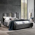 Cama doble de diseño tapizado moderno de alta calidad en azul o gris - Kenzo Viadurini