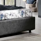 Cama doble de diseño tapizado moderno de alta calidad en azul o gris - Kenzo Viadurini