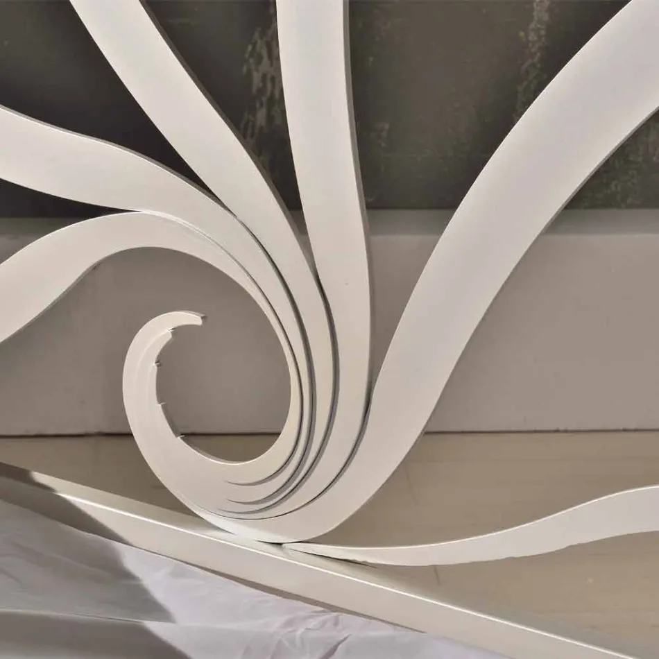 Cama doble de diseño hecha de hierro con decoraciones de cristal Eden Viadurini