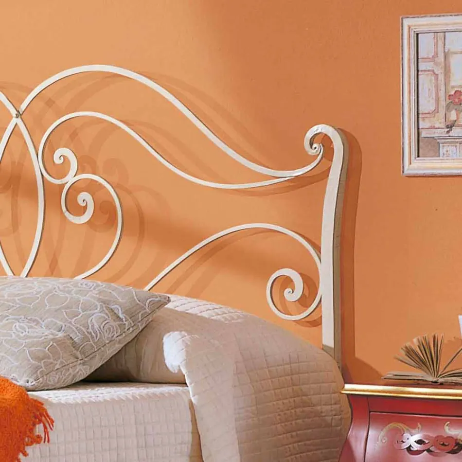 cama de matrimonio de hierro sólido diseño de Allie, fabricado en Italia Viadurini