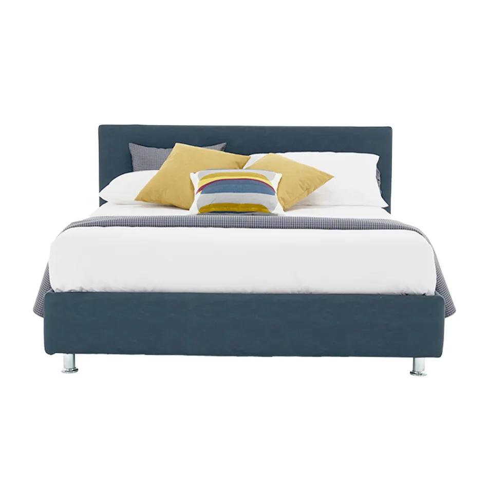 Cama doble de lujo en ecopiel o tela con cofre Made in Italy – Nuvola Viadurini