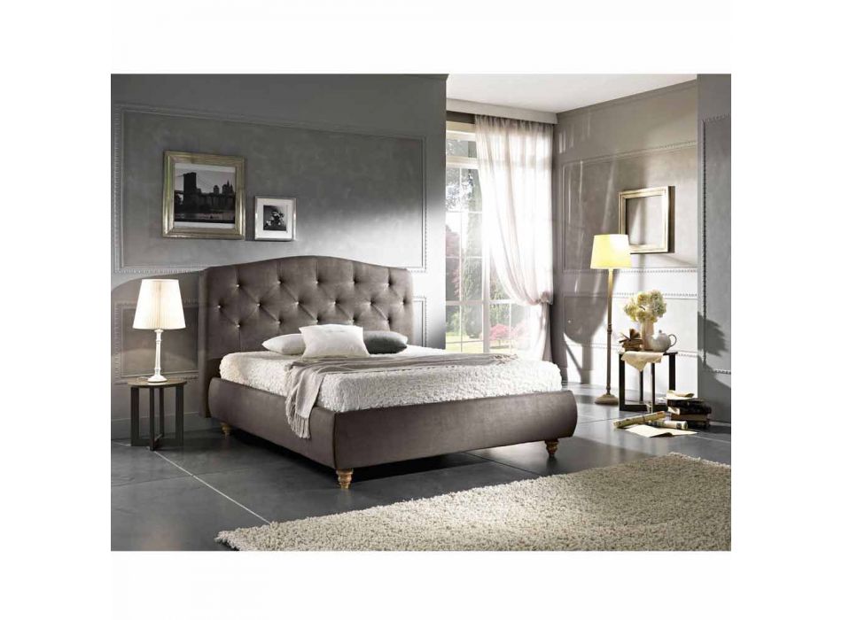 cama doble tapizada con caja de almacenamiento 160x190 / 200cm Leona Viadurini