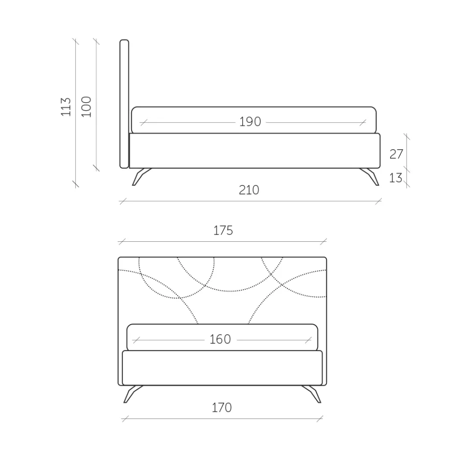 Cama doble tapizada con caja de almacenamiento Made in Italy - Girasol Viadurini