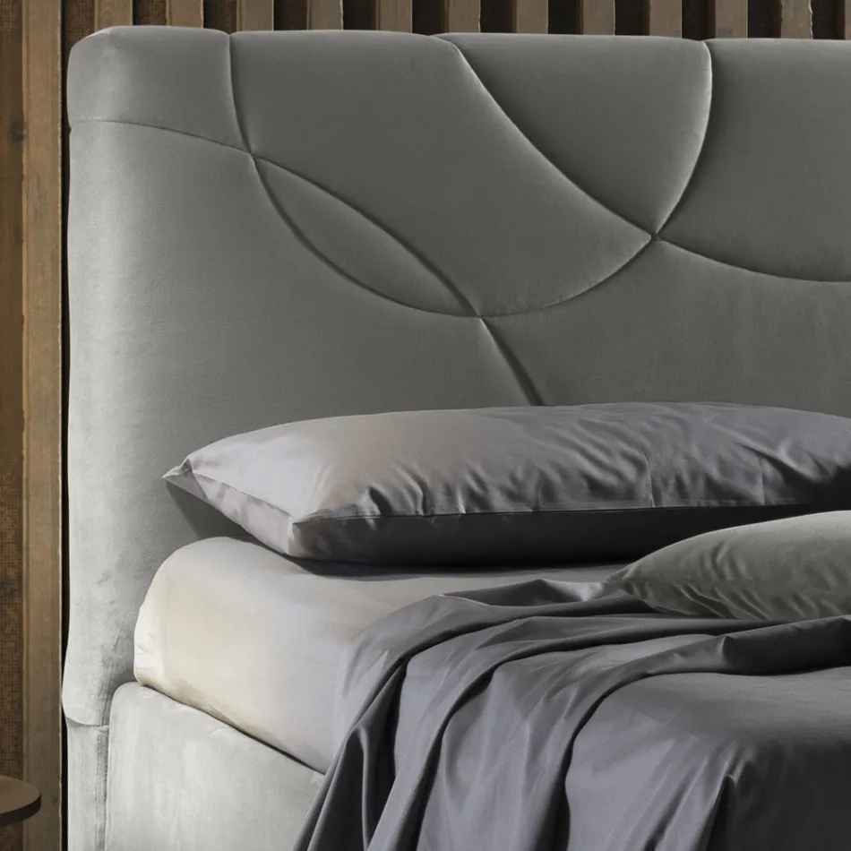 Cama doble tapizada con caja de almacenamiento Made in Italy - Girasole Viadurini