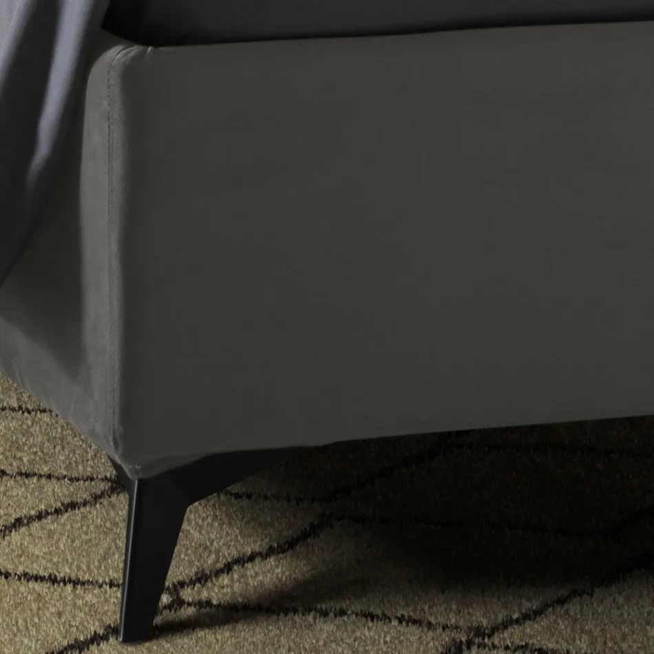 Cama doble tapizada con caja de almacenamiento Made in Italy - Girasol Viadurini