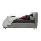Cama doble tapizada con cajón, tela o ecopiel Made in Italy - Lardino Viadurini