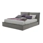 Cama doble tapizada con cómoda en ecopiel o tejido - Notre Dame Viadurini