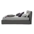 Cama doble tapizada con cómoda en ecopiel o tejido - Notre Dame Viadurini