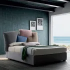 Cama doble tapizada con mueble de almacenamiento de tela - Belle Viadurini