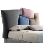 Cama doble tapizada con mueble de almacenamiento de tela - Belle Viadurini