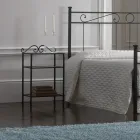 Cama doble tapizada con colchón y 2 mesitas de noche Made in Italy - Rolly Viadurini