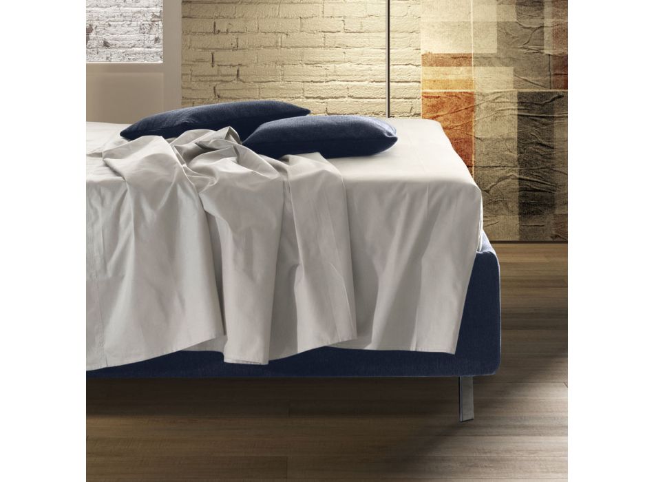 Cama doble tapizada con colchón y almohadas Made in Italy - Verga
