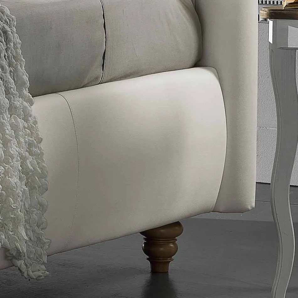 cama doble tapizada en piel sintética con caja de 160x190 / 200 cm Agly Viadurini