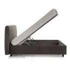 cama doble tapizada en piel sintética con caja de 160x190 / 200 cm Agly Viadurini