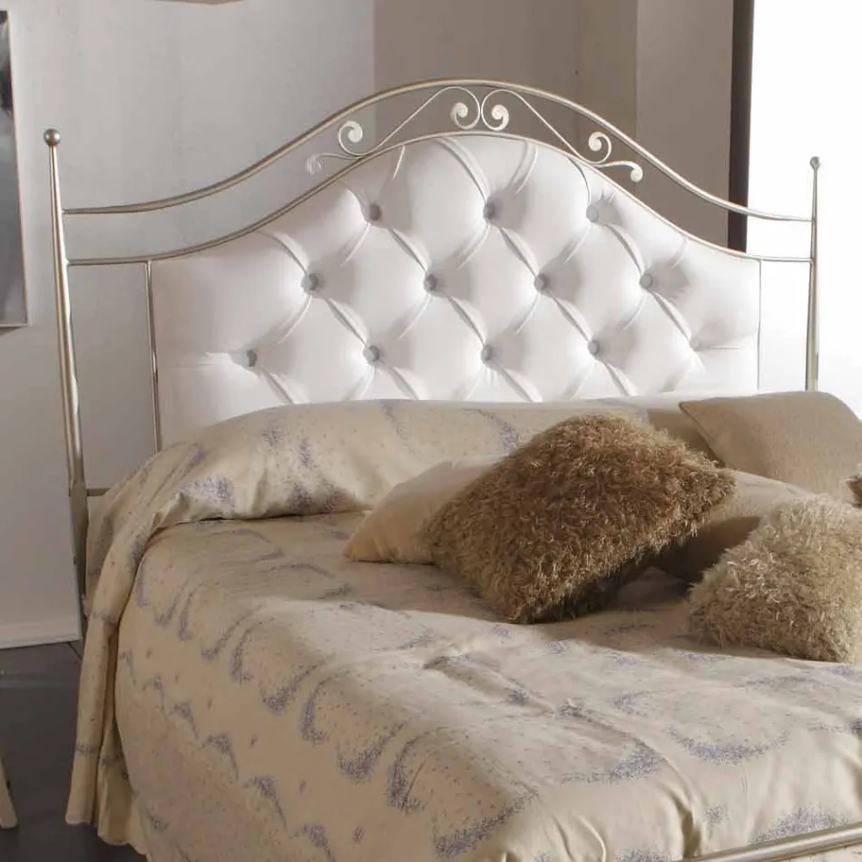 Tapizados a mano cama doble en hierro sólido Gracie Viadurini
