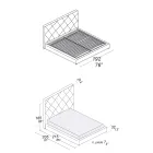 Cama doble tapizada revestida en tela o piel - Celebre Viadurini