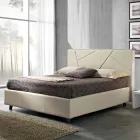 cama doble en la imitación de cuero con la caja de alcanzar un máximo de 160x190 / 200 cm Mia Viadurini