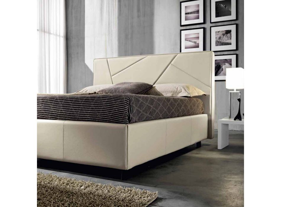 cama doble en la imitación de cuero con la caja de alcanzar un máximo de 160x190 / 200 cm Mia
