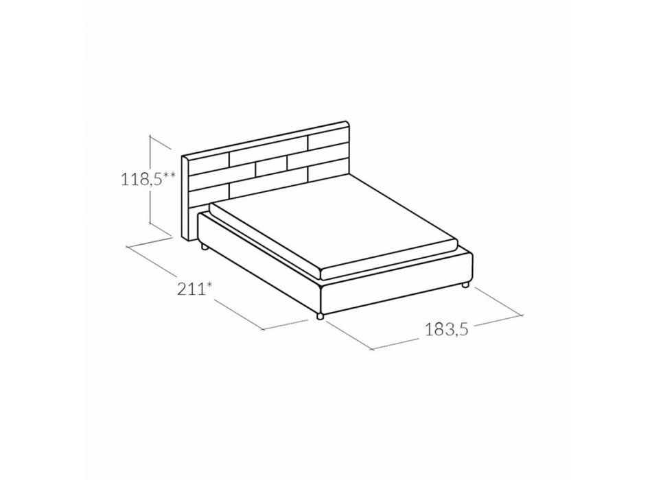 cama doble en piel sintética con caja de almacenamiento 160x190 / 200 cm Gin