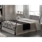 Cama doble de hierro con estribo opcional Made in Italy - Lampo Viadurini