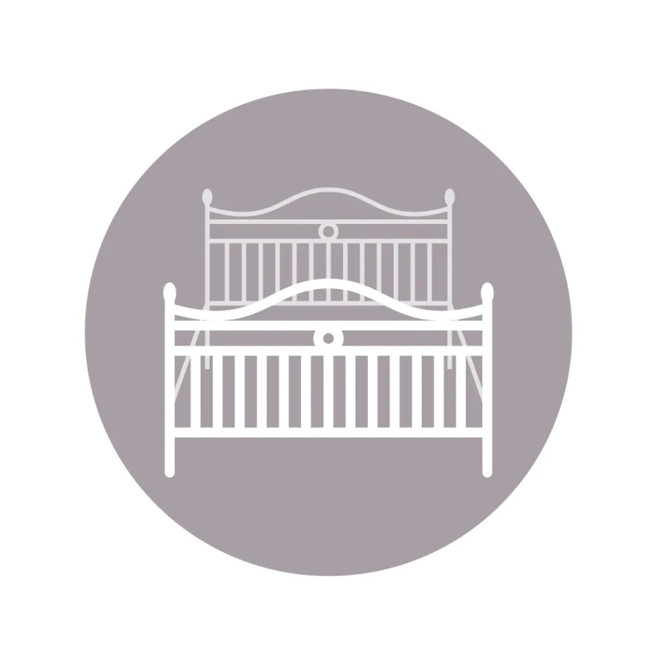 Cama doble de hierro con estribo opcional Made in Italy - Lampo Viadurini