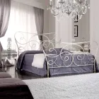 Cama doble de hierro con estribo opcional Made in Italy - Lampo Viadurini