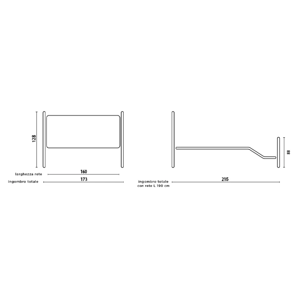 Cama doble de hierro tubular negro plateado Made in Italy - Geometría Viadurini