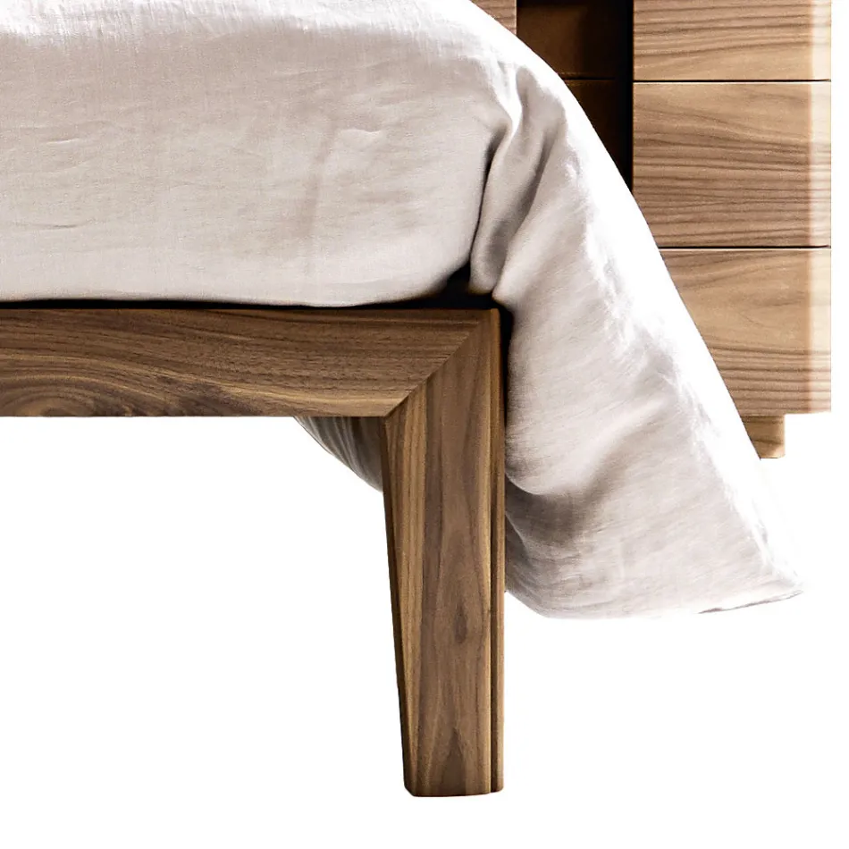 Grilli York hizo cama doble tapizada de madera maciza Italia Viadurini