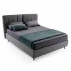 Cama doble de tela con caja y cabecera de rayas Made in Italy - Nives Viadurini