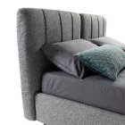 Cama doble de tela con caja y cabecera de rayas Made in Italy - Nives Viadurini