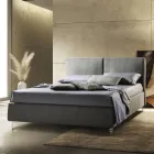 Cama doble de tela o terciopelo con contenedor Made in Italy - Ernesto Viadurini
